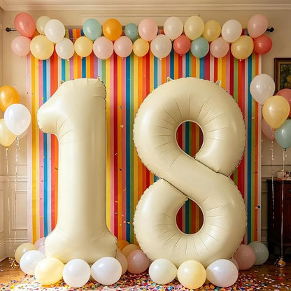 10 Pcs Number Balloons 32 Inch Cream White 0-9 Number Mylar Foil Balloons Cream - Image 9