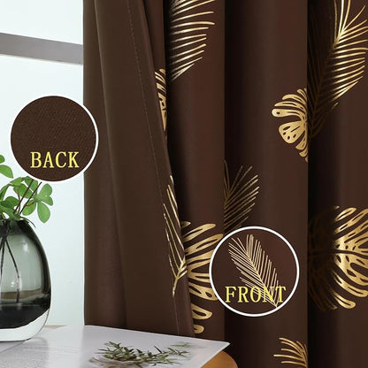 Brown Blackout Curtains for Living Room 102 Inches Long, Room Darkening Energy - Image 3