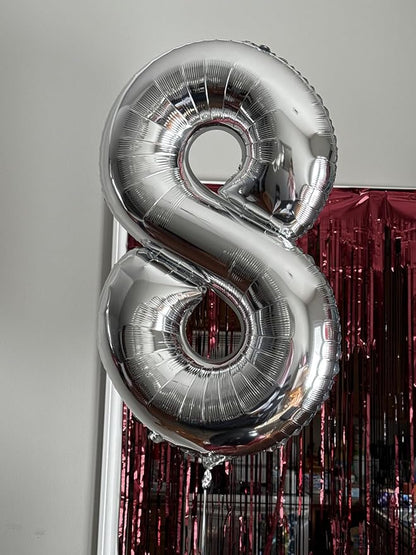 40 Inch Silver Number 3 Balloon Birthday Party Decorations - Image 2