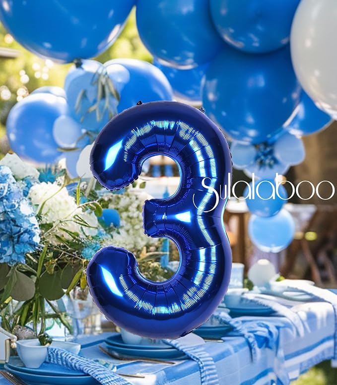 40 Inch Navy Blue Big Number 3 Balloon 0-9 Large Helium | Royal Blue 3rd - Image 7