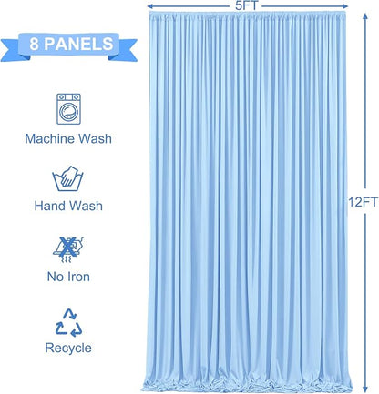 8 Panels Baby Blue Backdrop Curtains - Image 5