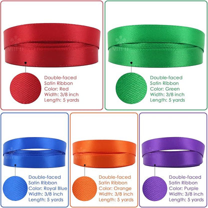 3/8 Inch Satin Ribbon Set – 10 Rolls Rainbow Double Face Ribbon - Image 4