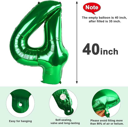 4 Balloon Numbers Birthday Decorations, 40In Green Balloons - Image 6