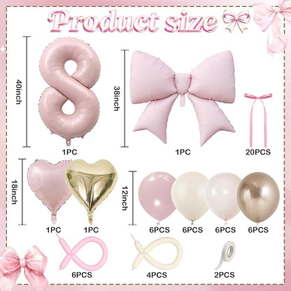 40 Inch Dusty Pink Balloon Number 8, Dusty Blush Pink Gold Cream Beige Latex - Image 3
