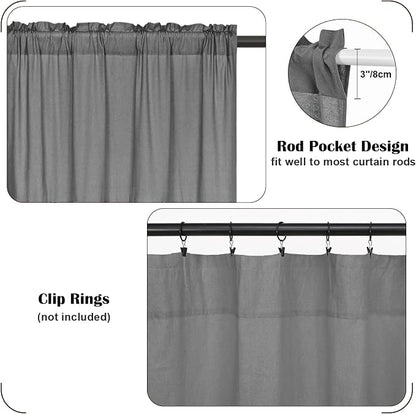 Farmhouse Valance Curtains, Boho Cotton Linen Kitchen Valance, Country Rod - Image 8