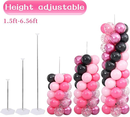 Hot Pink and Black Balloon Column Stand Kit Set of 2 - Image 3