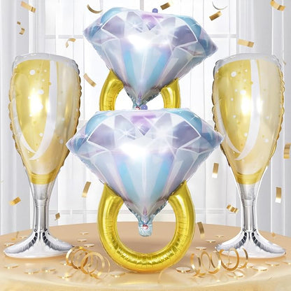Diamond Ring Balloons Champagne Wine Glass Foil Balloons by Togvu
