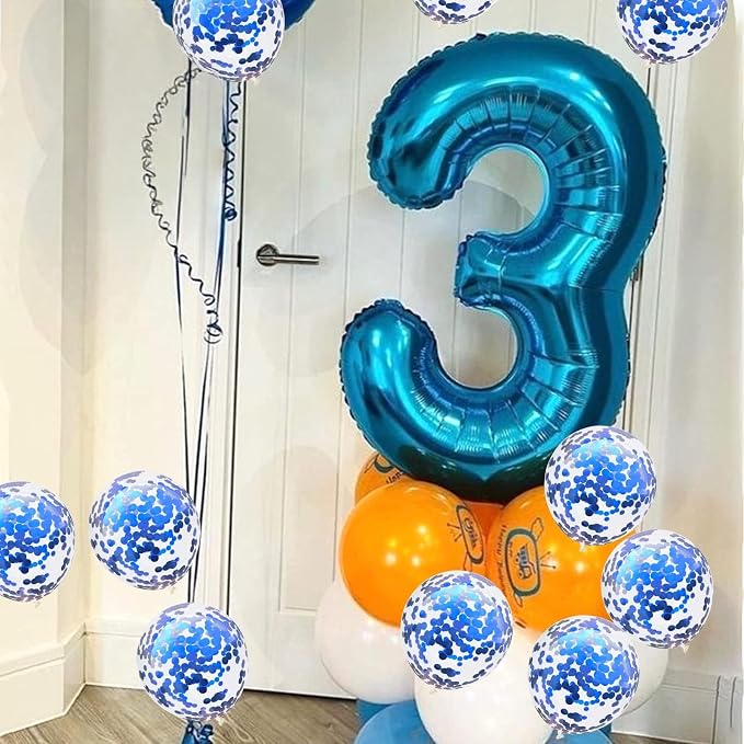 Blue Birthday Balloon Numbers 65, 40 Inch Big Foil Mylar Number 5 and 6 Balloons - Image 7