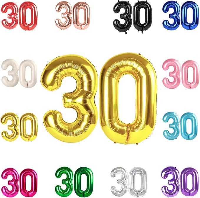 Gold Number 30 Balloon 40 Inch by IWERP