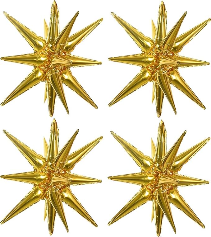 TONIFUL 4 Pcs Explosion Star Balloons Gold Foil Balloon Party Decorations | 22 by TONIFUL