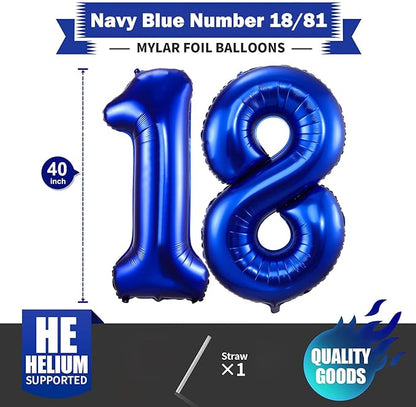 Navy Blue 18 Balloon Numbers, 40 Inch Dark Blue 18 or 81 Birthday Balloons - Image 2