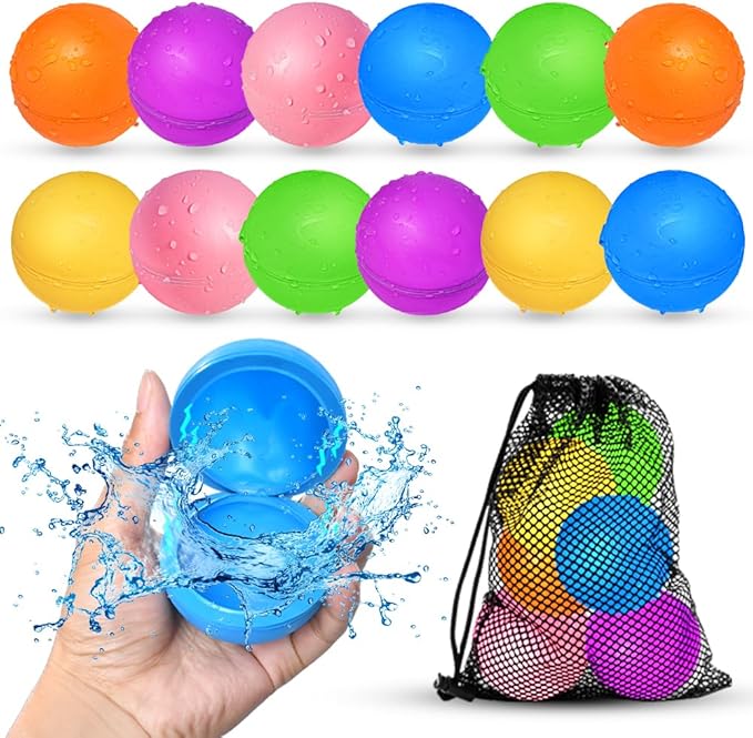 12Pcs Reusable Water Balloons, Pool Beach water Toys by WhereFunMeetsGrowth