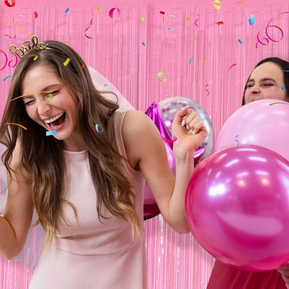 20 Pack Foil Curtain Pink Backdrop Streamers Metallic Tinsel Fringe Curtains - Image 2