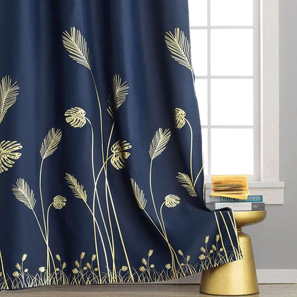 Blackout Curtains Grommet 96 Inches Long Elegant Gold Palm Tree and Wheat Print - Image 7