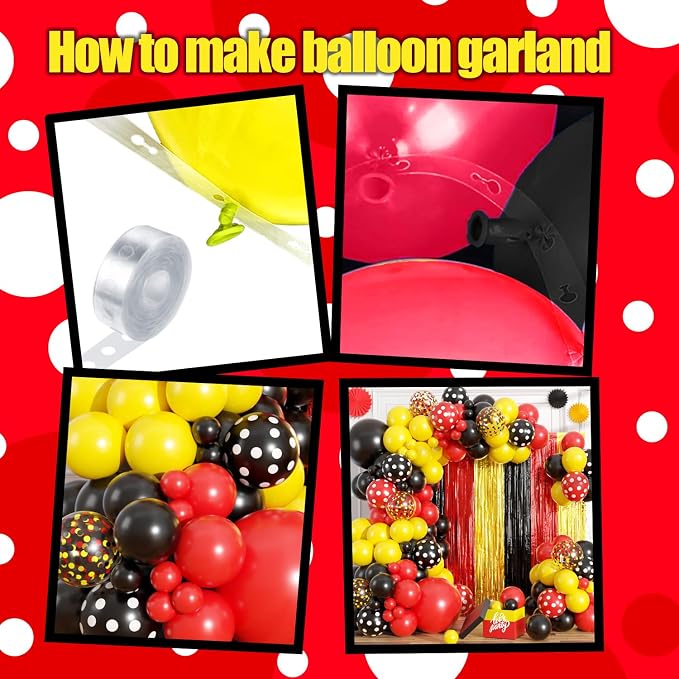Red Yellow Black Balloon Arch Garland Kit Birthday Party Decorations | Red - Image 2
