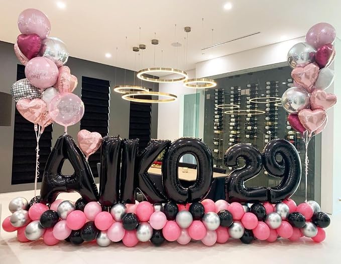 Black Letter Q Balloons, Q Balloon 40 Inch Q Balloon Letter - Image 4