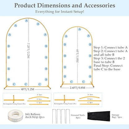 7.2FT 6FT Arch Backdrop Stand, Wedding Arch - Image 4