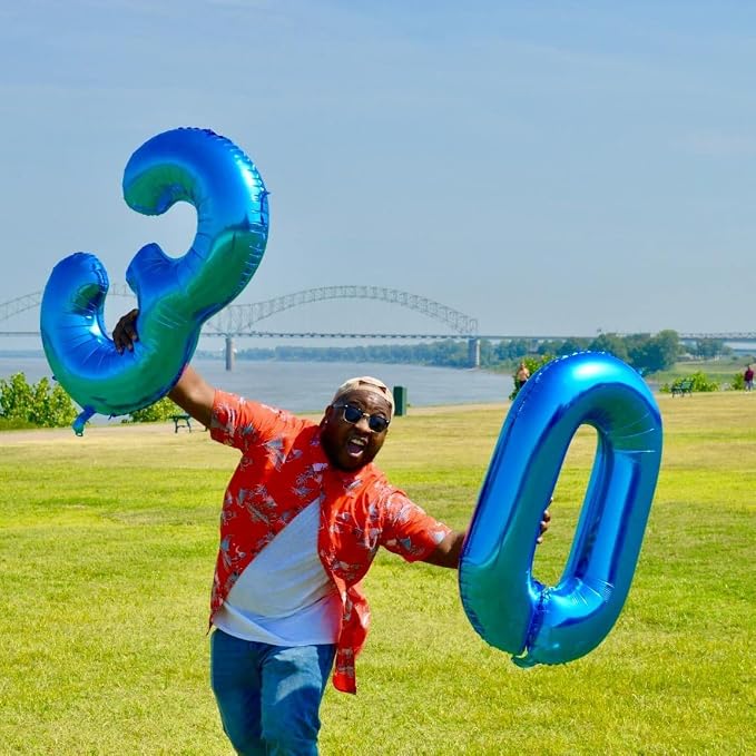 40 Inch Balloon Number 3 Blue, Large Foil Number Balloons Set 0-9, Digital 3 - Image 6