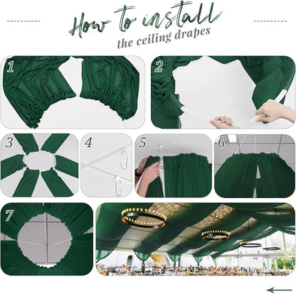 4 Panels Emerald Green Ceiling Drapes - Image 7