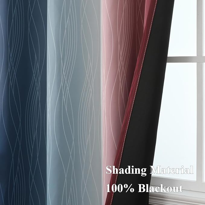 Navy Blue and Burgundy Red Blackout Ombre Curtains - Image 5