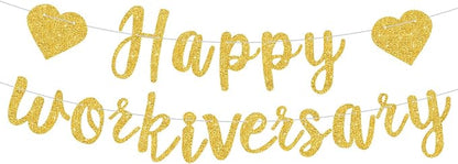 Gold Glitter Happy Workiversary Banner by RICHHHA