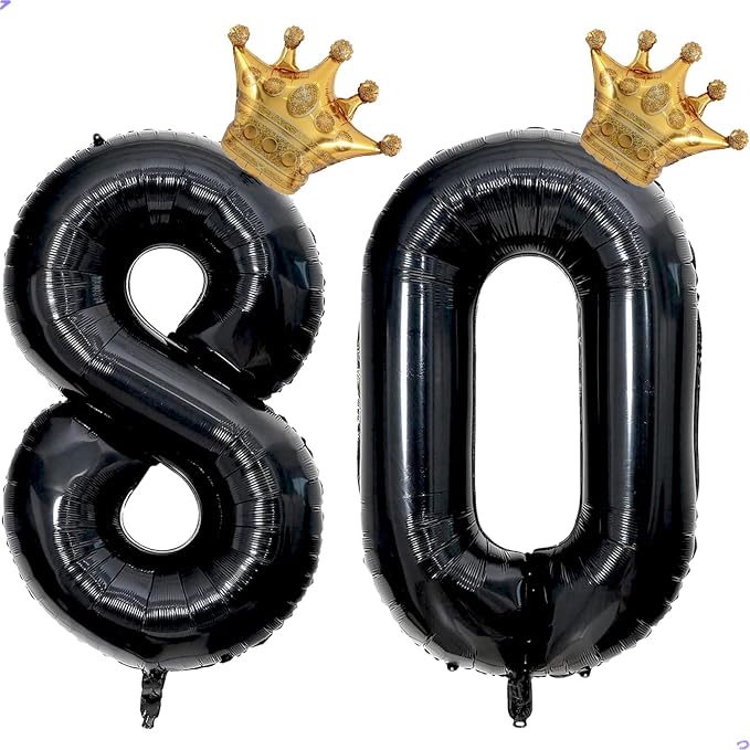 40 inch Large Black 80 Balloon Number by Unknown