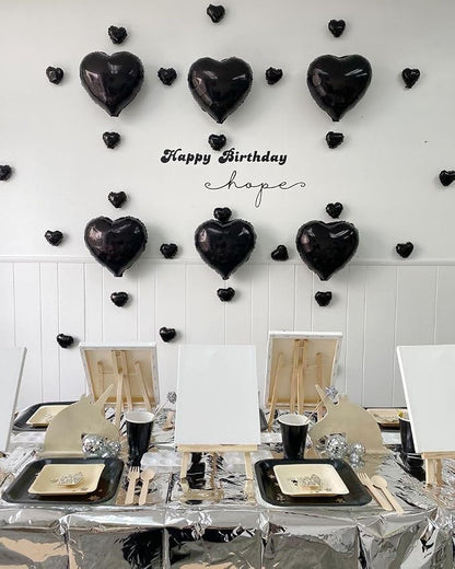 Biapian Foil Heart Balloons Black, Valentines Balloons 18inch Black Foil Balloon - Image 5