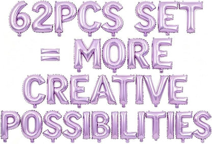 62 Pcs Pastel Purple Letter Balloons, Custom 2 Set A-Z Set by GOGAKIE