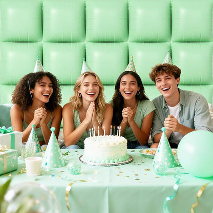 NISOCY 25PCS Matte Pastel Green Square Foil Balloons Wall Backdrop | Double - Image 5