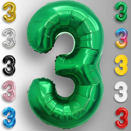 Green Number Balloon 3 Mylar Foil Balloons 16 inch - Image 3