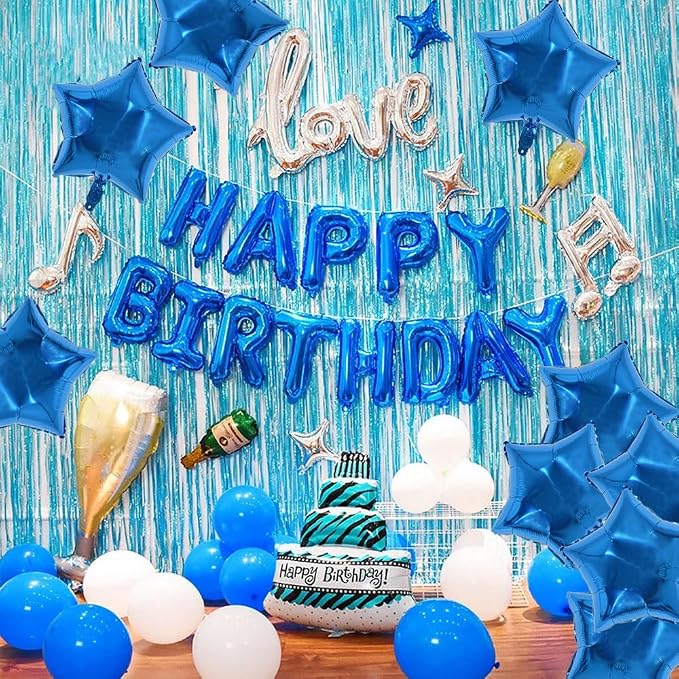 TONIFUL 30 Pcs Star Shaped Balloons 18 Inch Large Blue Foil Balloons | Big - Image 5
