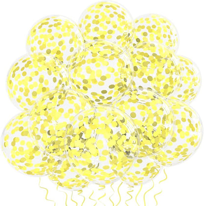 25 Pcs Yellow Confetti Balloons, 12 Inch Thickened Clear Latex Balloon - Image 3