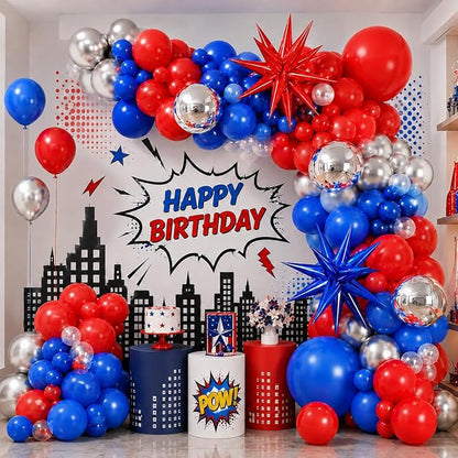 Red Blue Silver Balloon Arch Garland Kit, 4th July Patriotic 250th Anniversary by Jobkoo