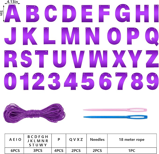 DIY Banner Kit with Letters Bright Purple Customizable Birthday Banners - Image 2