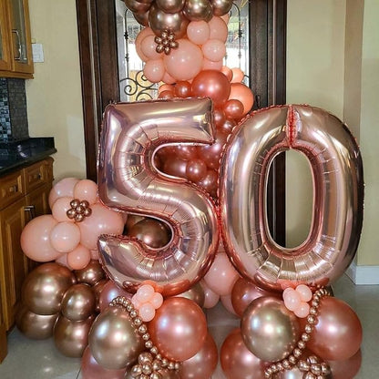 Rose Gold 1 Number Balloons, 40 Inch Big 1 Balloon Numbers Rose Gold 1 Foil - Image 4
