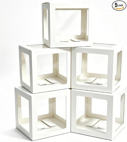 White Transparent Balloon Boxes, Balloon Box Blocks Backdrop by Hzzycaxli
