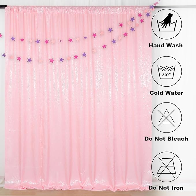 ShinyBeauty 5x7FT Pink Sequin Photobooth Backdrop | Sparkle Wedding & Birthday - Image 5