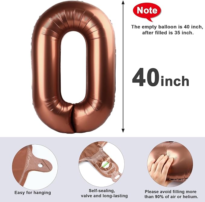 Number Balloons 40 Inch Coffee 1 Balloon - Image 6