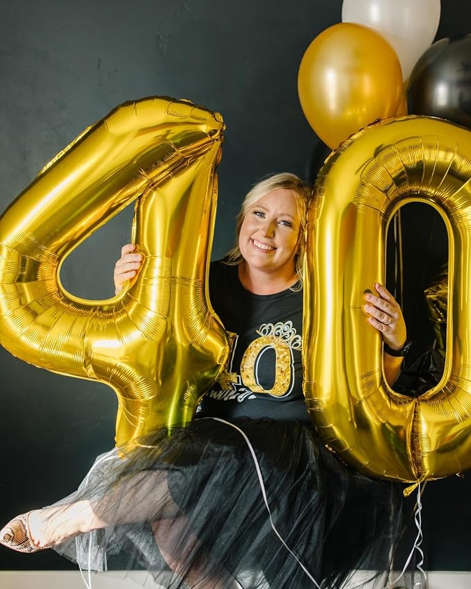 Gold 0 Balloon - Number Balloon 40 Inch, 0th Gold Birthday Decorations | Giant - Image 3