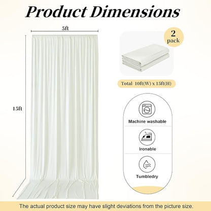 10ft x 15ft Ivory Backdrop Curtains - Image 8