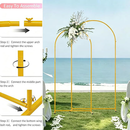 Vincidern 2pcs Metal Wedding Arch Backdrop Stand 6.6FT, Party Arch Stand - Image 8