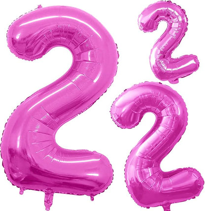 Pink Foil Balloons Number 2, Huge Number Balloons by GOER