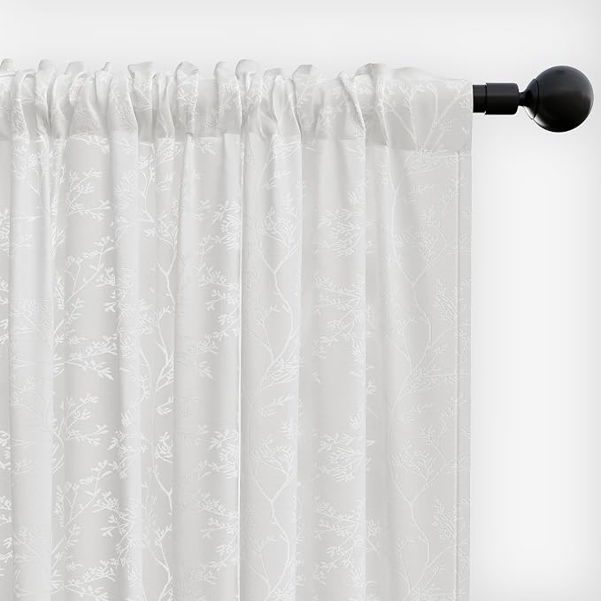 Anmao White Semi Sheer Light Filtering Curtains 90 Inches Long 2 Panels - Image 8