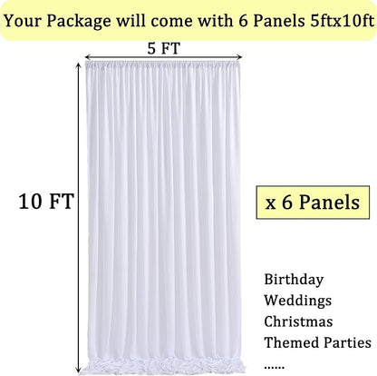 30 ft x 10 ft Wrinkle Free White Backdrop Curtain - Image 6