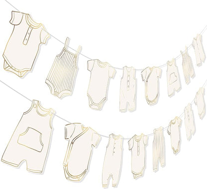 Boho Neutral Baby Clothes Banner Garland 2pcs Pre-Assembled Bunting Banners - Image 2