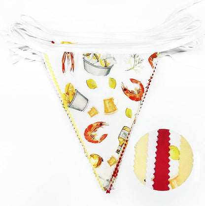32Ft Crawfish Boil Party Decorations Red Yellow Beer Crawfish Pennant Banner - Image 3