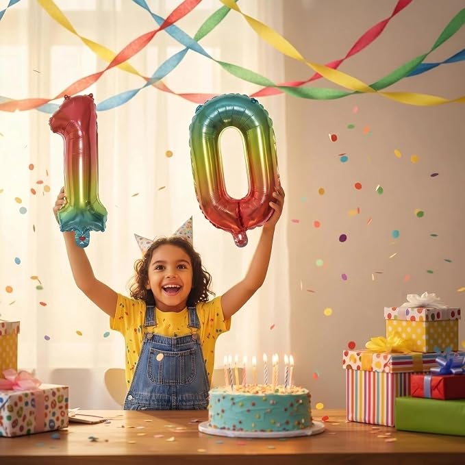 20 Pieces Foil Mylar Number Balloons 0 to 9 Set - Image 2