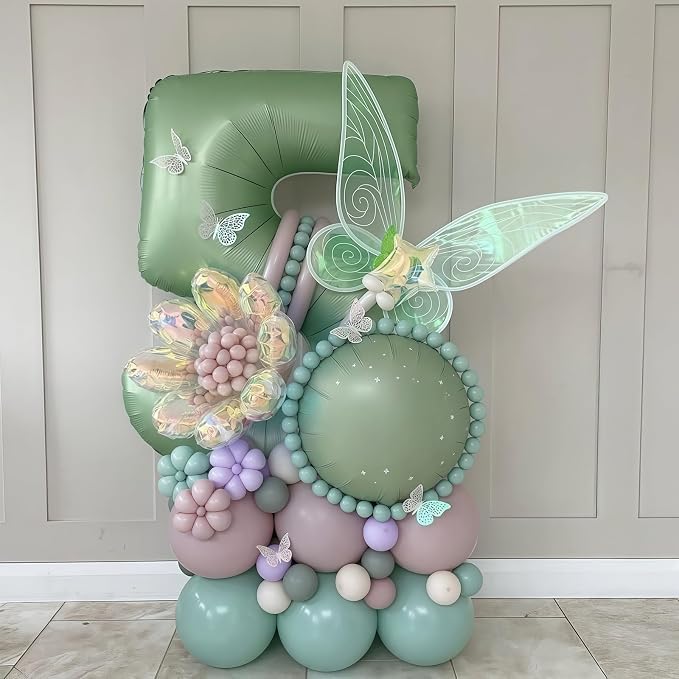 Sage Green 5 Number Balloon, Olive Green 5 Balloons 40 Inch Large Helium Foil - Image 2