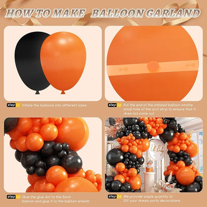 Black and Orange Balloons Garland Arch Kit - Image 3