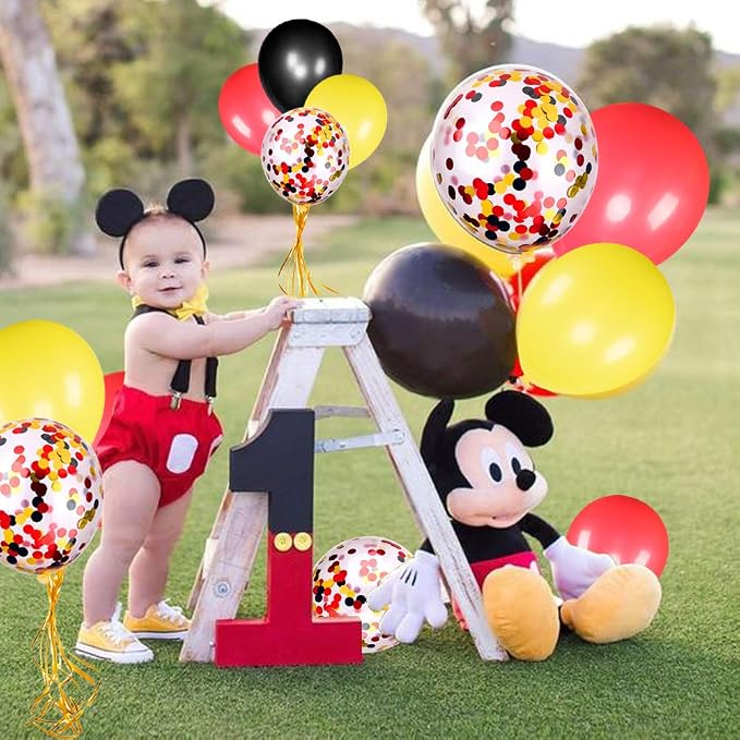 80 pcs Black Red Yellow Latex Balloons - Image 4